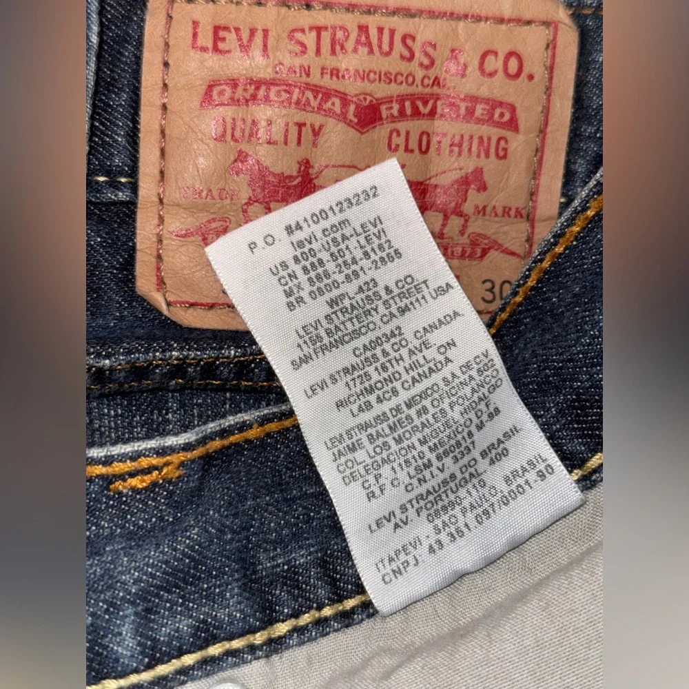Levi’s 505 Denim Jean Pant Straight Fit Men Size 38 X 30 Dark Blue Cotton